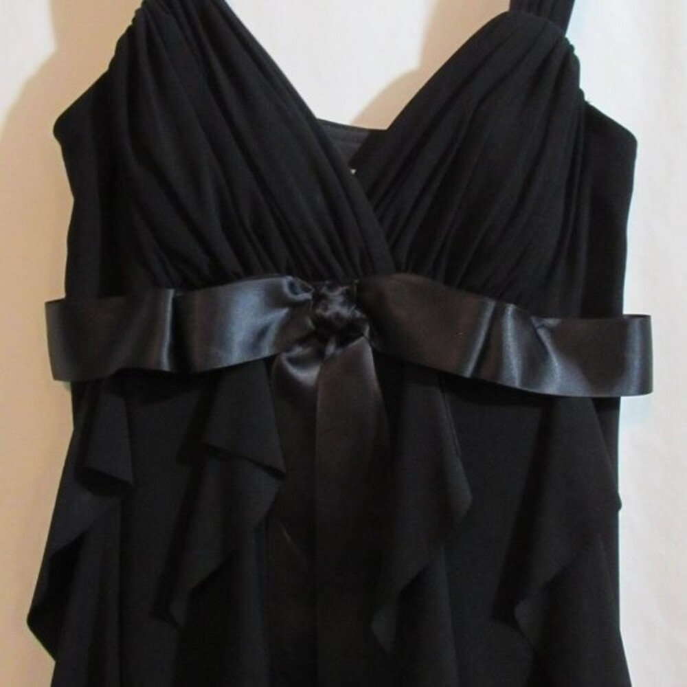 BETSY & ADAM BY LINDA BERNELL BLACK MAXI DRESS MERMAID STYLE S 6 FORMAL WEDDING